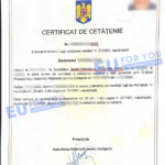 Сертификат о гражданстве Румынии клиента компании EU For You из РФ